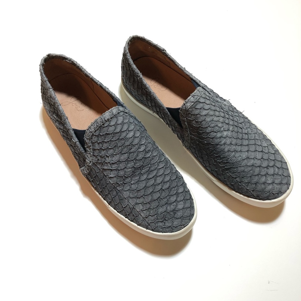 Joie Leather Snake Skin Print Slip On Shoes